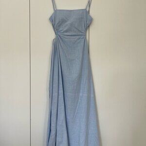 Elegant Cut Out Blue Maxi Dress